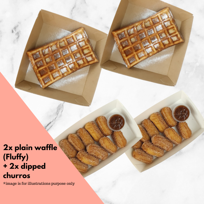 2x plain waffle (Fluffy)  + 2x dipped churros
